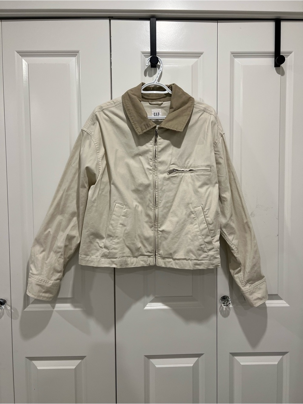 GAP Beige Canvas Work Jacket with Tan Corduroy Collar
